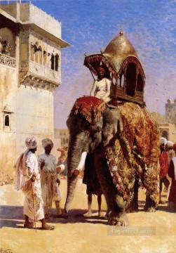  Egyptian Oil Painting - Moguls Elephant Persian Egyptian Indian Edwin Lord Weeks